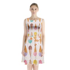 Cute Ice Cream Sleeveless Chiffon Waist Tie Dress by Brittlevirginclothing