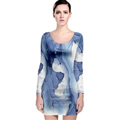 Paint in water Long Sleeve Bodycon Dress