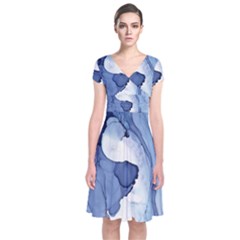 Paint in water Short Sleeve Front Wrap Dress