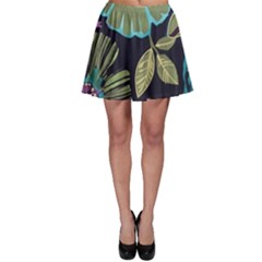 Dark Colored Lila Flowers Skater Skirt by Brittlevirginclothing