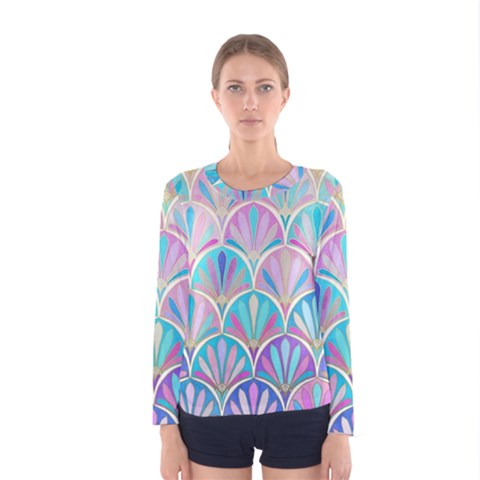 Colorful Lila Toned Mosaic Women s Long Sleeve Tee by Brittlevirginclothing