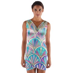 Colorful Lila Toned Mosaic Wrap Front Bodycon Dress by Brittlevirginclothing