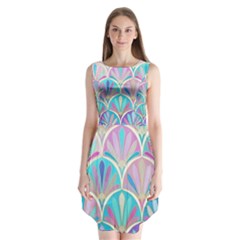 Colorful Lila Toned Mosaic Sleeveless Chiffon Dress   by Brittlevirginclothing