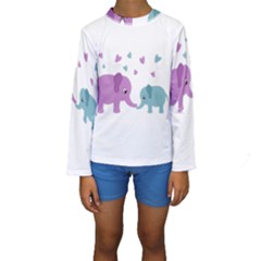 Elephant Love Kids  Long Sleeve Swimwear by Valentinaart