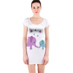 Elephant Love Short Sleeve Bodycon Dress by Valentinaart