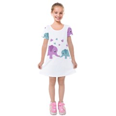 Elephant Love Kids  Short Sleeve Velvet Dress by Valentinaart