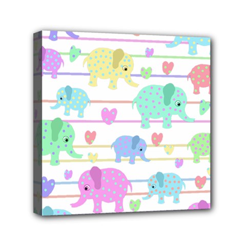 Elephant pastel pattern Mini Canvas 6  x 6 