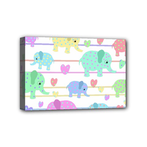 Elephant pastel pattern Mini Canvas 6  x 4 