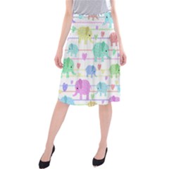 Elephant pastel pattern Midi Beach Skirt