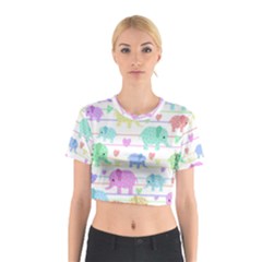 Elephant pastel pattern Cotton Crop Top