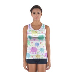 Elephant pastel pattern Women s Sport Tank Top 