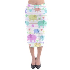 Elephant pastel pattern Midi Pencil Skirt