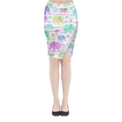 Elephant pastel pattern Midi Wrap Pencil Skirt