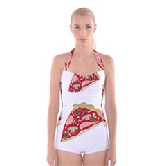 Pizza slice Boyleg Halter Swimsuit 