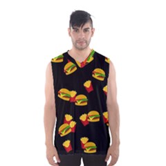 Hamburgers And French Fries Pattern Men s Basketball Tank Top by Valentinaart