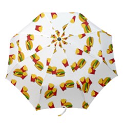 Hamburgers And French Fries  Folding Umbrellas by Valentinaart