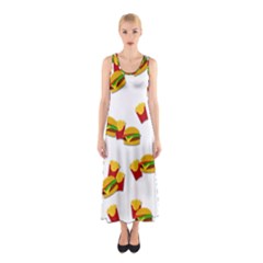 Hamburgers And French Fries  Sleeveless Maxi Dress by Valentinaart