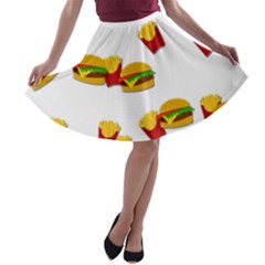 Hamburgers And French Fries  A-line Skater Skirt by Valentinaart