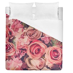 Beautiful Pink Roses Duvet Cover (queen Size) by Brittlevirginclothing