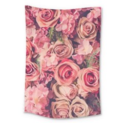 Beautiful Pink Roses Large Tapestry by Brittlevirginclothing