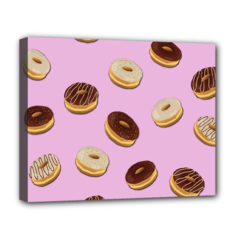 Donuts Pattern - Pink Deluxe Canvas 20  X 16   by Valentinaart