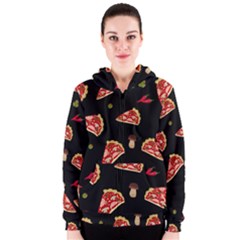 Pizza Slice Patter Women s Zipper Hoodie by Valentinaart