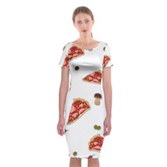 Pizza Pattern Classic Short Sleeve Midi Dress by Valentinaart