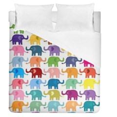Cute Colorful Elephants Duvet Cover (queen Size) by Brittlevirginclothing
