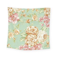 Vintage Pastel Flower Square Tapestry (small) by Brittlevirginclothing