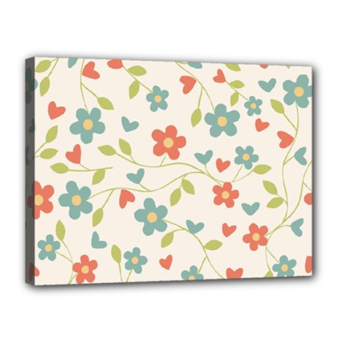 Abstract Vintage Flower Floral Pattern Canvas 16  x 12 