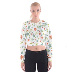 Abstract Vintage Flower Floral Pattern Women s Cropped Sweatshirt