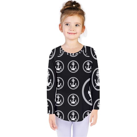 Anchor Pattern Kids  Long Sleeve Tee by Amaryn4rt