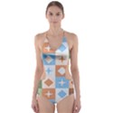 Fabric Textile Textures Cubes Cut-Out One Piece Swimsuit View1