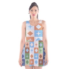 Fabric Textile Textures Cubes Scoop Neck Skater Dress