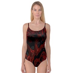 Fractal Red Black Glossy Pattern Decorative Camisole Leotard  by Amaryn4rt