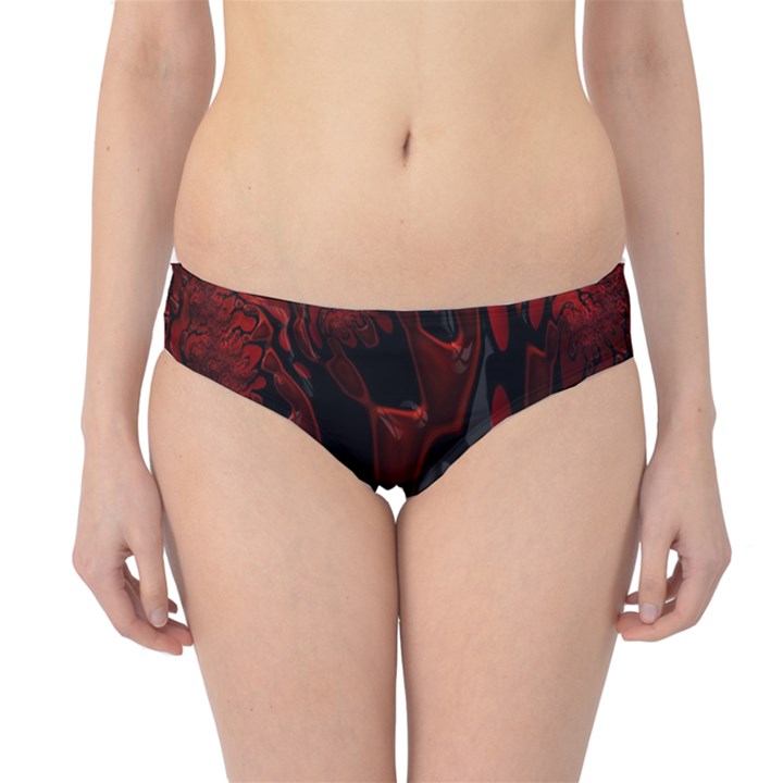 Fractal Red Black Glossy Pattern Decorative Hipster Bikini Bottoms