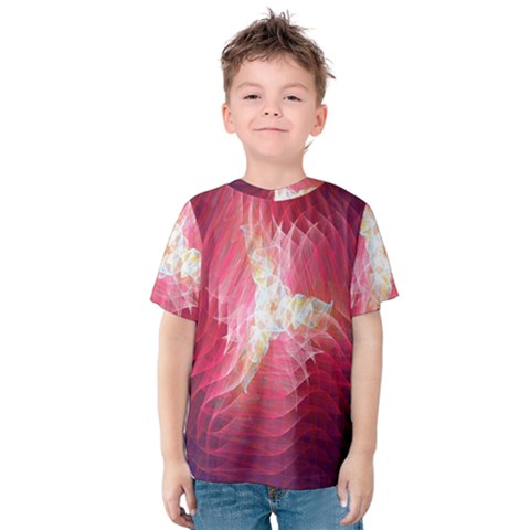 Fractal Red Sample Abstract Pattern Background Kids  Cotton Tee by Amaryn4rt