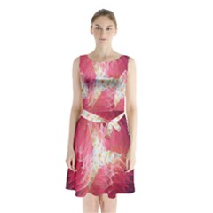 Fractal Red Sample Abstract Pattern Background Sleeveless Chiffon Waist Tie Dress by Amaryn4rt