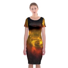 Galaxy Nebula Space Cosmos Universe Fantasy Classic Short Sleeve Midi Dress by Amaryn4rt