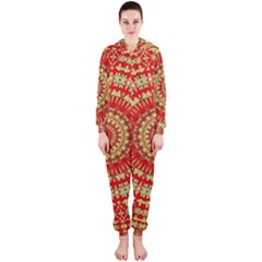 Gold And Red Mandala Hooded Jumpsuit (ladies) 