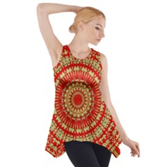 Gold And Red Mandala Side Drop Tank Tunic by Amaryn4rt