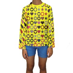 Heart Circle Star Seamless Pattern Kids  Long Sleeve Swimwear by Amaryn4rt