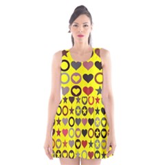 Heart Circle Star Seamless Pattern Scoop Neck Skater Dress
