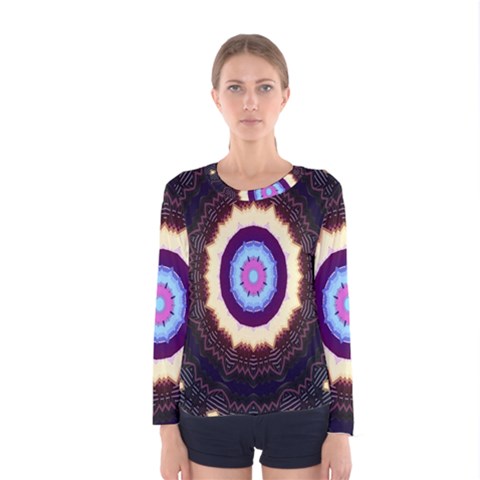 Mandala Art Design Pattern Ornament Flower Floral Women s Long Sleeve Tee by Amaryn4rt