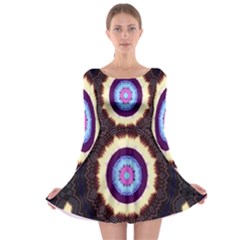 Mandala Art Design Pattern Ornament Flower Floral Long Sleeve Skater Dress