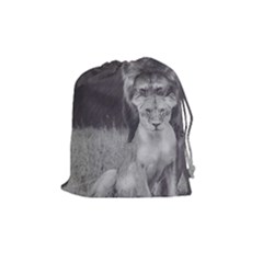 King And Queen Of The Jungle Design  Drawstring Pouches (medium)  by FrontlineS