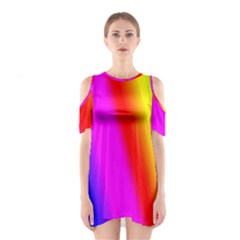 Multi Color Rainbow Background Shoulder Cutout One Piece by Amaryn4rt