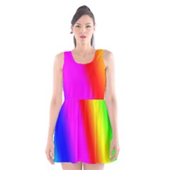 Multi Color Rainbow Background Scoop Neck Skater Dress