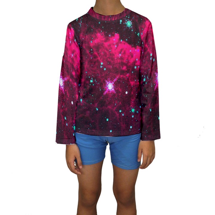 Pistol Star And Nebula Kids  Long Sleeve Swimwear