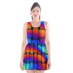 Rainbow Weaving Pattern Scoop Neck Skater Dress